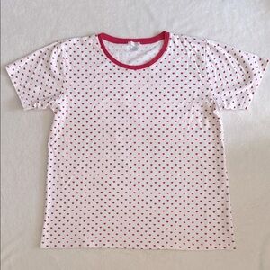 LAKE | Heart Print Short Sleeve Pima Cotton Pajama PJ Top White/Pink (XL)